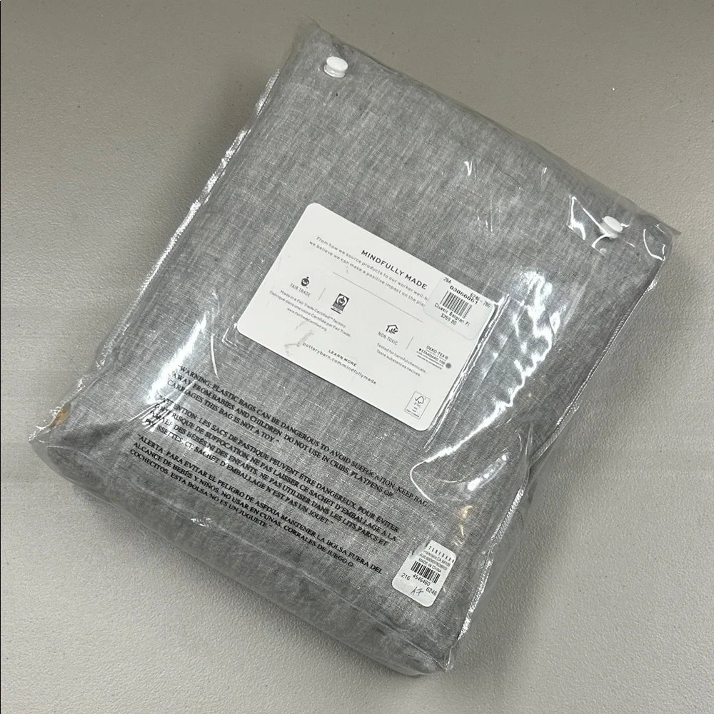 Pottery Barn Belgian Flax Linen Curtain Light Filtering 100 x 96 Flagstone Gray